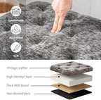 Joveco Storage Ottoman Bench, Rectangle 24" Velvet Foot Rest Stool Square Footstool for Living Room, Bedroom, Charcoal Grey