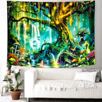 Delur Magical Forest Tapestry Fantasy Tree of Life Enchanted Fairy Tale Forest Tapestry Mystical Psychedelic Nature Landscape Wall Hanging Headboard for Bedroom Living Room Home Decor (51.2" x 59.1")