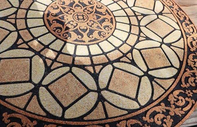 CHICHIC Entrance Door Mat Large 18 x 30 Inch Entry Way Doormat Front Door Rugs Outdoors Heavy Duty Welcome Mat Non Slip Rubber Back Low Profile for Garage, Patio, High Traffic Area, Semicircle