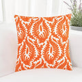 HWY 50 Orange Fall Decorative Throw Pillow Covers 18x18 Inch (1 Piece), Embroidered Cotton Farmhouse Cushion Cover Pillow Case for Sofa Couch Living Room Bed Bedroon, Floral Branches