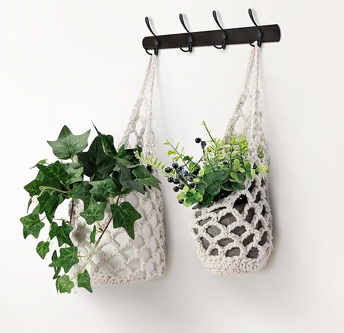 4PK Wall Planters for Indoor Plants, Macrame Plant Hanger | Wall Planter, Plant Hanger, Hanging Planter (2 Large + 2 Small)