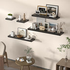 Floating Shelves for Wall, 48" W x 9.3" D x 1.5" H, Wooden Wall Mounted Display Shelves with Invisible Brackets for Living Room, Bedroom, Bathroom, Kitchen Decor and Storage, Set of 1, Black