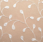 MIUCO Floral Embroidered Semi Sheer Curtains Faux Linen Grommet Curtains for Living Room 52 x 84 Inch 2 Panels Set, Taupe