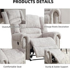 CANMOV Manual Recliner Chair Set of 2, Classic and Traditional Manual Recliner Chair with Comfortable Arms and Back Single Sofa for Living Room, White Grey
