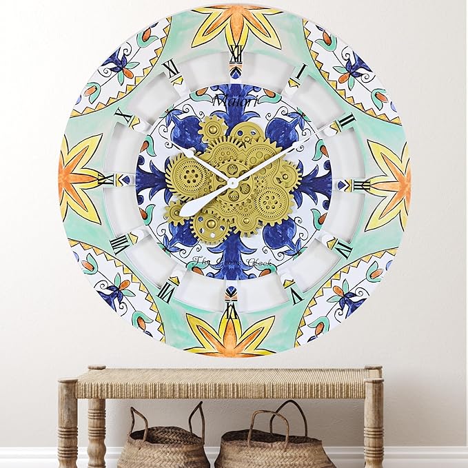 The Gears Clock Wall Clock Italy Collection with Moving Gears (Maiori, 36 inch Round)