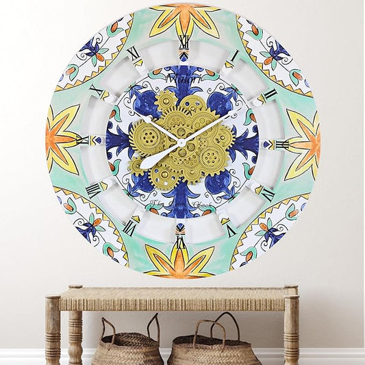 The Gears Clock Wall Clock Italy Collection with Moving Gears (Maiori, 36 inch Round)