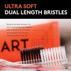 LINHART Extra Soft Toothbrush – Teeth Whitening Toothbrush with Multi Length Bristles, White with Black Bristles, 2 Pack