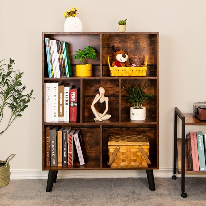 LEYAOYAO 3 Tier Cube Bookshelf - Modern Storage Organizer