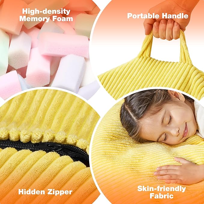 Hobestluk 4.5FT Bean Bag Chair Giant Bean Bag Chair with Filler Included Adult Bean Bag Chairs with Removable Cover for Bedroom Living Room - (Jumbo, Yellow)