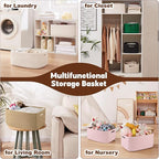 OIAHOMY Storage Basket for Shelves, Closet Cube Storage Bins Baskets for Clothes Blanket Towels, Baby Nursery, Toy Baskets Box, Woven Rope Basket, 17.72*12.99*7.87 IN, 2 Packs Olive Green