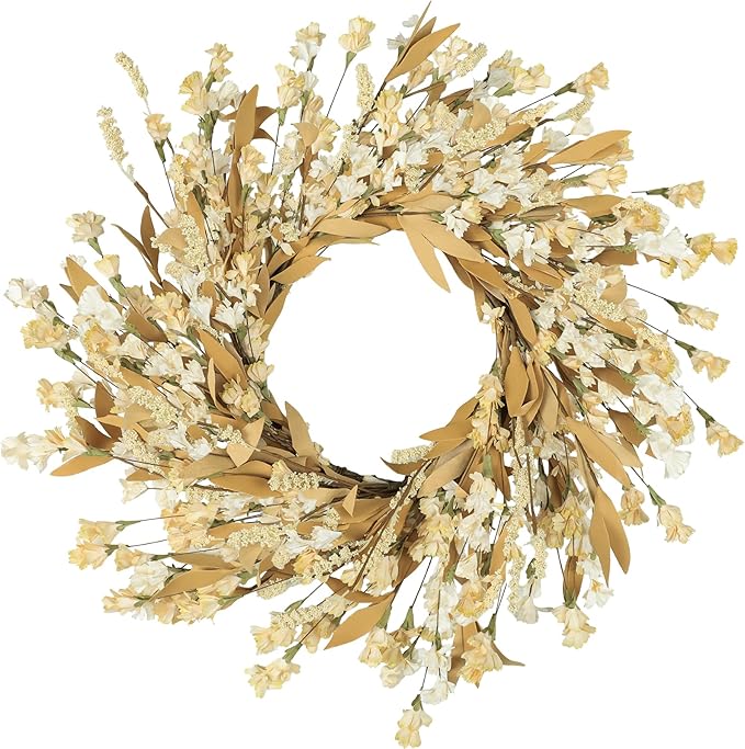 Artgar Fall Wreath, Fall Wreaths for Front Door, 24 in Fall Decor Floral Wreath, Door Wreaths for Front Door Outside All Season for Thanksgiving Home Indoor Outdoor Wall Decor (Wheat)
