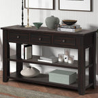 Solid Wood Console Table,Sofa Table with Storage Drawers and Bottom Shelf,Entryway Table for Entry Hallway Foyer,Fully Assembled (48.8" Distressed Black)