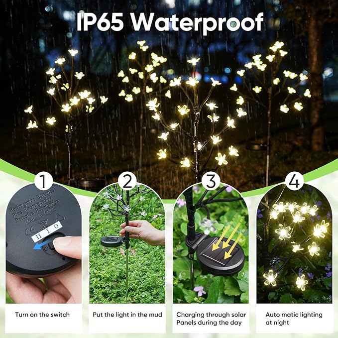 Solar Garden Lights Outdoor,Waterproof Outdoor Solar Lights for Outside Decorative 8Pack, 160Led Solar Flowers Garden Decor, for Yard Pathway,Lawn,Patio Fairy Decorations Gardening Gifts