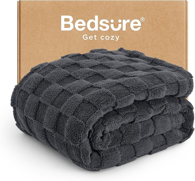 Bedsure GentleSoft Twin Blanket for Bed Dark Grey - Super Soft Cozy Blankets for Women Men Girls, Cute Fuzzy Fleece Throws for Bedroom Couch, 60x80 Inches
