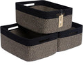 Large Storage Baskets for Shelves, Closet Organizers Bins for Clothes Blanket Towels, Baby Nursery, Toy Baskets Box, Woven Rope Baskets, 17 x 13 x 7.5”, 3 Packs Woven Brown