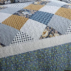 NEWLAKE Quilt Bedspread Sets-Checkered Floral Reversible Coverlet Set,Queen Size