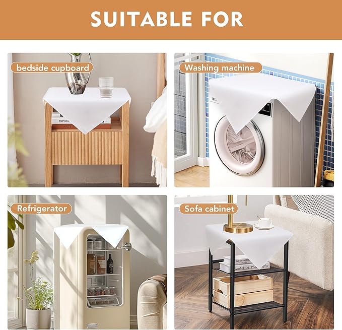 sancua 2 Pack Small Square Tablecloth 24 x 24 Inch White, Stain and Wrinkle Resistant Washable Polyester Table Cloth Decorative Solid Fabric Table Cover for Nightstand End Bedside Tables