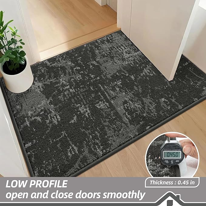 BEQHAUSE Dirt Trapper Door Mat 24"x36" Non-Slip Door Mats Washable Entryway Rugs Stain Resistant Doormat Absorbent Welcome Floor Mat for Front Back Door, Muddy Wet Shoes & Paws,Dark Grey