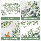 Eucalyptus Leaves Placemat Set of 6 Seasonal Summer Plastic Table Mats Spring Green Leaves Themed Place Mats Rustic Vintage Table Decoration for Indoor Outdoor Party Kitchen Dining