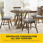 downluxe Indoor Chair Cushions for Dining Chairs, Soft and Comfortable Textured Foam Kitchen Chair Pads with Ties and Non-Slip Backing, 16" x 16" x 2", Light Grey, 4 Pack