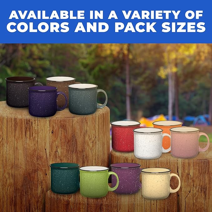Set of 16 Ceramic Campfire Mugs – 15 Oz, Purple – Coffee & Tea Cups for Home, Work, Travel, Camping – Customizable, Great for DIY, Events, Companies