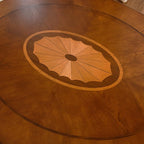 Solid Wood End Table with Drawer and Storage Shelf, Oval Sofa Side Table with Carved Legs, Living Room Corner Table, Large Beside Table, Elegant Vintage, No-Tools Assembly, Caramel Brown CJZ1533MG
