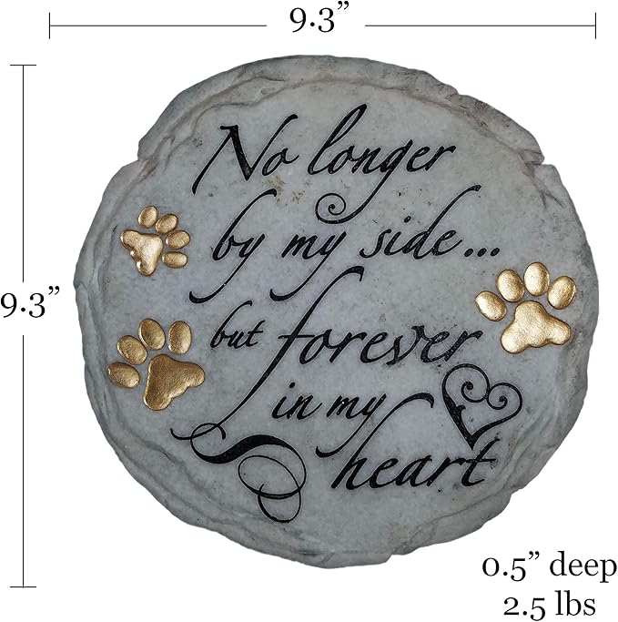 Spoontiques - Garden Décor - No Longer by My Side Stepping Stone - Decorative Stone for Garden, 9.63" Diameter