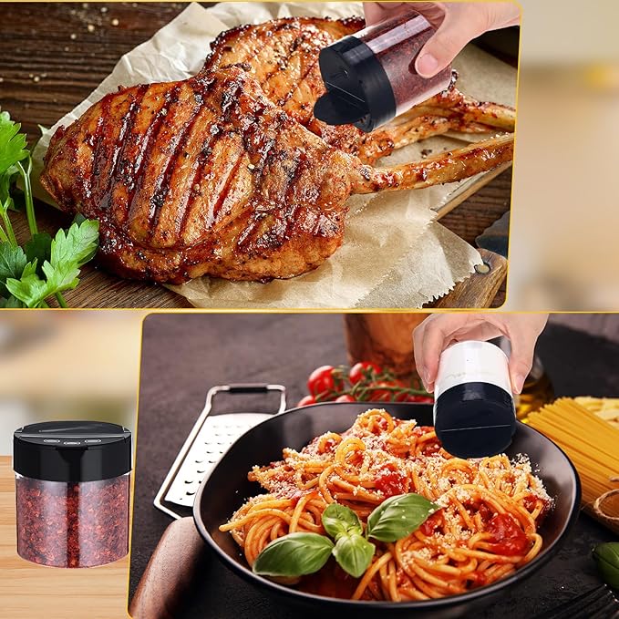 50 Pack 4.7 oz Plastic Spice Jars with Black Cap Empty Clear Plastic Spice Bottle Containers Reusable Seasoning Jars with Shaker Lids for Kitchen Storing and Dispensing Salt Powders