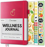 Life & Apples Wellness Journal Planner – Food Log, Fitness Tracker, Habit Tracker, Weight Loss Journal for Diet Tracking and Health Goals, Undated, Size A5 Berry