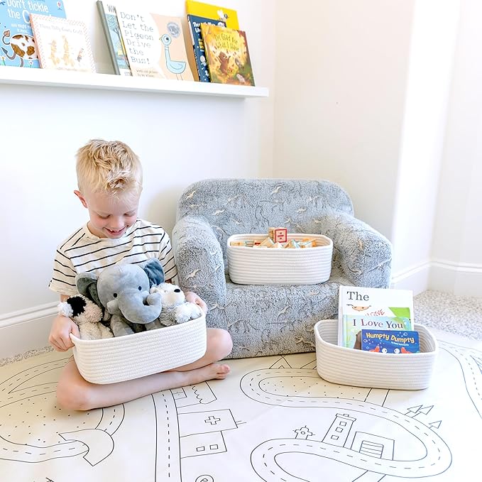 NaturalCozy 11.8"x8"x4.5” Storage Baskets for Shelves 3 Pack | Cotton Rope Woven Small Baskets for Organizing | Small Storage Bins for Nursery, Bathroom, Closet, Cube Shelf, Decorative, Gift Basket