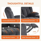 Rocker Swivel Recliner Chair for Adults, Overstuffed Large Manual Recliner Glider with Massage and Heat, Comfy Soft Fabric Living Room Reclining Sofa Chair (Black Fabric)