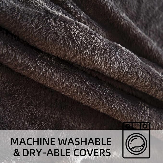 Bean Bag Chair 4Ft, Memory Foam Filled, Large Beanbag Chairs for Adults and Teens, Soft Sofa with Removable Flannel Cover, Round Couch for Living Room Bedroom College Dorm (Black, 4FT-47×47"×24")