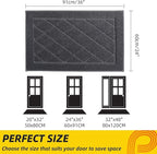 JSEI Dirt Trapper Door Mat 24"x36", Non-Slip Washable Entryway Mats, Dog Door Mat, Stain Resistant and Absorbent Floor Mats, Low Profile Welcome Mat for Front Back Door, Dark Grey