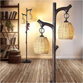 68" High Farmhouse Rustic Country Cottage Floor Lamp Tree Trunk Faux Wood Column Dark Bronze Wicker Drum Shade Decor for Living Room Bedroom Reading Room