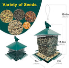Bird Feeders for Outdoors, 6.5lb Large Capacity, Heavy Duty Metal Bird Feeder, Supports Cardinal, Finch, Blue Jay and Wild Birds(Green)