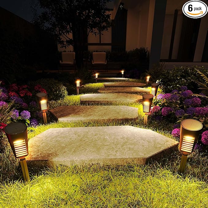 Solar Lights Outdoor Pathway 8 Pack, Solar Pathway Lights Outdoor Auto On/Off Waterproof Garden Landscape Lighting for Path, Yard, Walkway, Driveway, Lawn, Patio, Outside Decor, Warm White