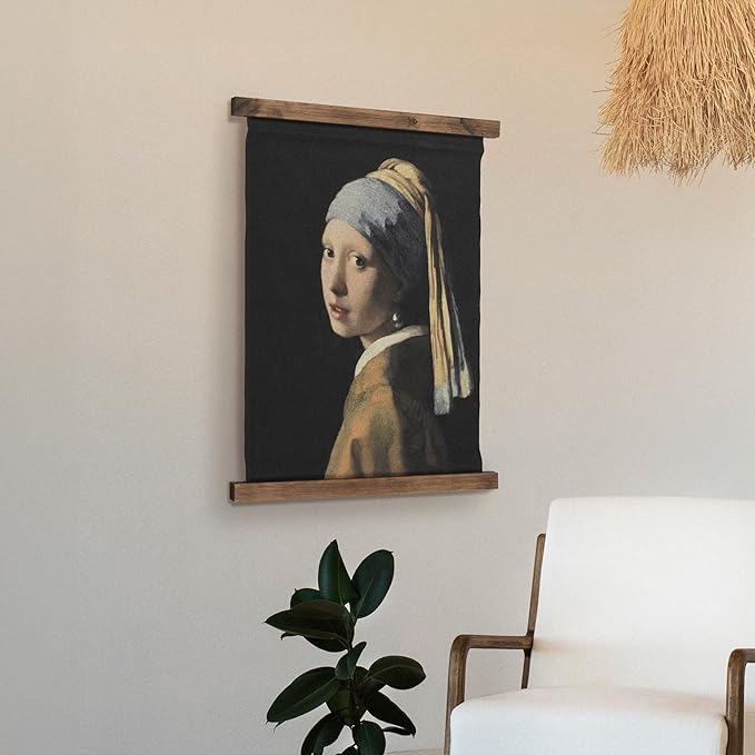 American Art Decor Girl with a Pearl Earring Tapestry Vintage Hanging Canvas Wall Art by Johannes Vermeer