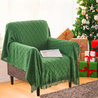 inhand Green Christmas Throw Blanket for Couch and Bed, Birthday Gifts for Women Teen Girl Friend Home Decor Knitted Blanket and Throws, Outdoor Lightweight Farmhouse Warm Woven Decorative, 50"x60"