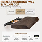 72" Floating Shelves, Live Edge Elm Wood Floating Shelf for Wall, Wall-Mounted Display Shelves with Invisible Heavy-Duty Bracket, Long Floating Shelf for Bathroom, Kitchen, Living Room, Walnut Color
