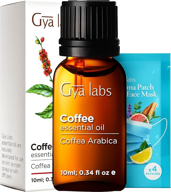Gya Labs Coffee Essential Oil for Diffusers - 0.34 Fl Oz - 100% Pure Natural Coffee Oil for Hair, Skin, Aromatherapy Fragrance Bath Bombs, Spray & Candle Making Scent