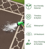 GENIMO 5' x 8' Outdoor Rug Waterproof for Patio Decor, Foldable Reversible Plastic Straw Area Rugs Mat for Camper, Outside Carpet for Rv, Deck, Porch, Picnic, Beach, Balcony, Coffee & Beige