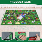 Kids Carpet Playmat Rug 6 x 9 ft Player Car Rug, City Life Traffic Road Map Mat Educational Game Area Mat for Toddler Children Playroom Classroom Bedroom(Green)