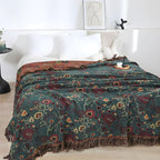 Boho Throw Blanket for Bed - 100% Pure Cotton Ultra Soft Rustic Quilt - Farmhouse Decor Bed Blankets, All Season Rustic Throw for Sofa Couch Chair(91''x 98'', Floral)