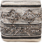 REDEARTH · Tufted Pouf Ottoman with Filler Textured Storage Cube Bean Bag Pouffe Footrest for Indoor; 100% Cotton (17.5"X17.5"X17.5", Black Jasper)