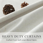 Cream Linen Blackout Curtains 84 Inch Long 2 Panel Set Back Tab Thermal Insulated Light Blocking Curtain for Living Room Black Out Drapes for Bedroom Neutral Rustic Farmhouse 52x84 Length Ivory White