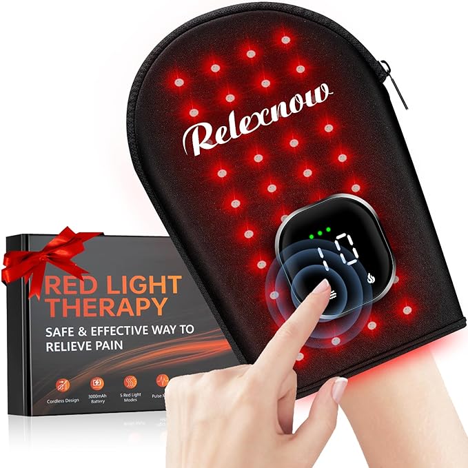 Cordless Red & Infrared Light Therapy for Hand Pain Relief with 660nm Red 850nm Infrared Light, Infrared Light Therapy Glove for Hands Fingers Wrist Joint Stiffness Treatment