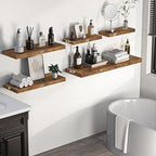 Floating Shelves - 2 Pack 9 Inch Rustic Wooden Wall Shelves - Extra Deeper & Thicker Wall Mounted Storage Shelf for Living Room, Kitchen, Farmhouse - 24" W x 9" D x 1.6" H - Rustic Brown