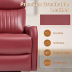 Manual Swivel Rocker Recliner Chair for Adults, Overstuffed Reclining Glider Chair for Nursing with Vibration Massage & Heat, Living Room Rocking Recliner 2-Stage backrest, Faux Leather Red