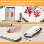 Titanium Cutting Board for Kitchen，Suitable for Handling Meat and Vegetables，Cutting Board Double Sided Food Grade，Pure Titanium and Wheat Straw PP，Dishwasher Safe, Easy to Clean, 15.08 * 10.35 Inches