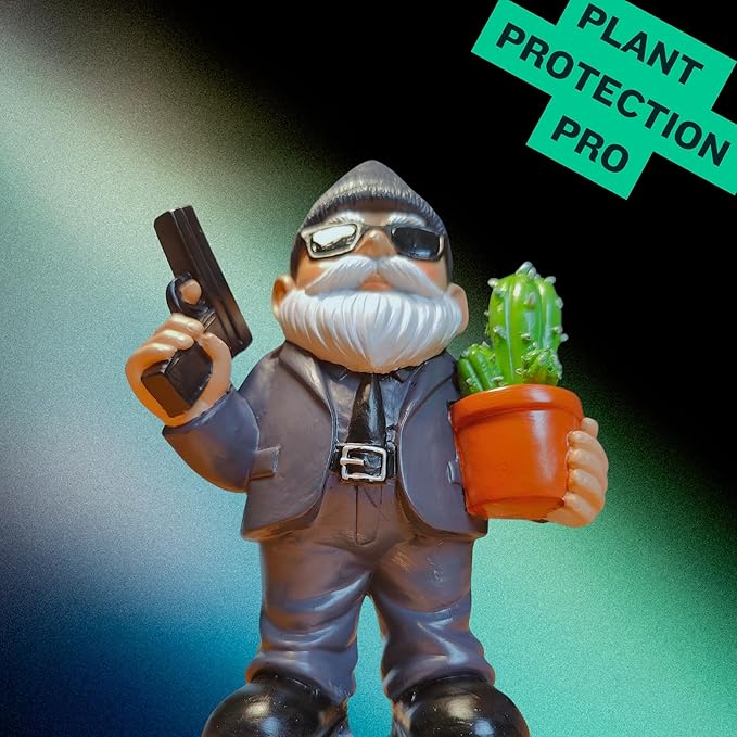Gnome Decoration for Garden & Home - Professional Hitman Look Statue, Léon Inspired 8.7 Inch Resin Decor, Unique Outdoor Gift for Women/Men
